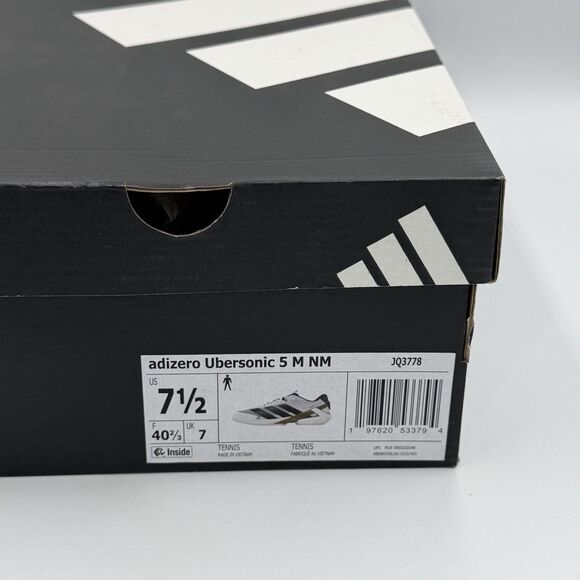 adidas Adizero Ubersonic 5 Tennis Men Sz 7.5 White Sneakers Athletic Shoe JQ3778